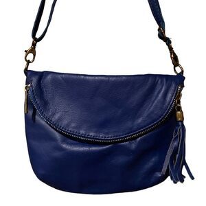 Borse in Pelle Genuine Leather Blue Crossbody Purse